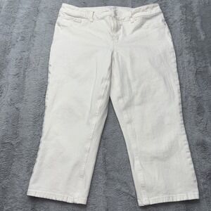Seven 7 Capri Jeans Womens 14 White Denim  Pockets Stretch 34 Waist 20  Inseam